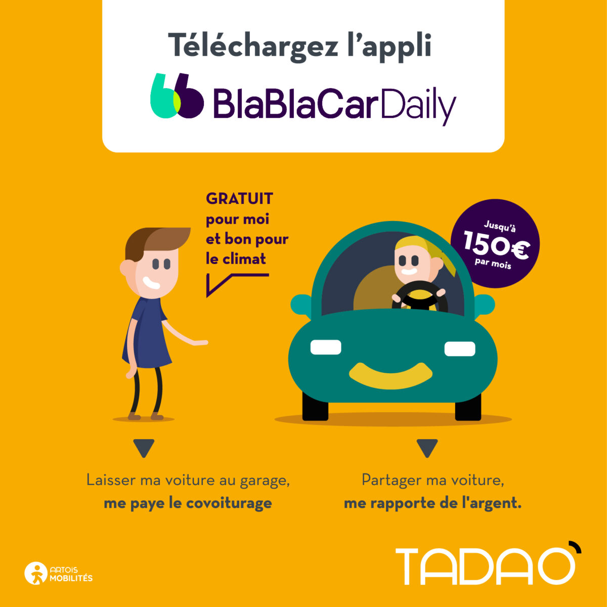 Le covoiturage TADAO avec Blablacar Daily Artois Mobilités
